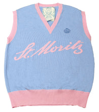 Load image into Gallery viewer, Bally 6302915 Blue/Pink Logo Cashmere Knit Wool Vest MSRP $999
