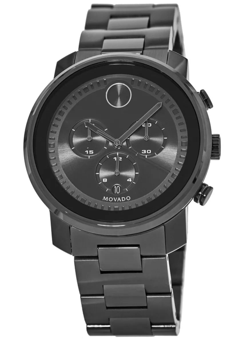 NEW MOVADO Men's BOLD 3600277 Verso Gunmetal Quartz Chronograph Watch MSRP $995