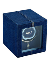 Load image into Gallery viewer, Wolf 1834 Cub Single Watch Winder w/ Cover Denim - 461132
