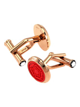 Load image into Gallery viewer, Montblanc 114764 Shakespeare Round Red Cufflinks MSRP $400

