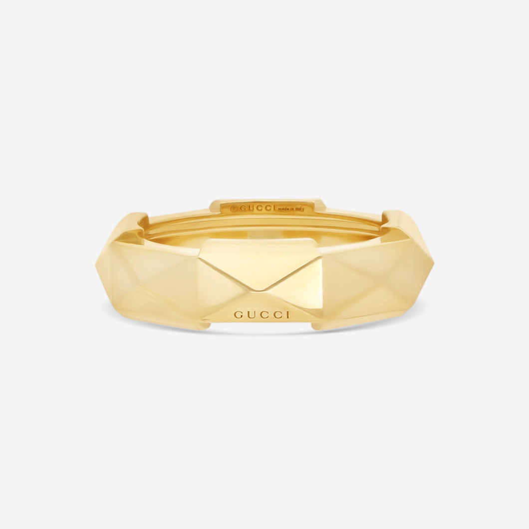 GUCCI Link to Love Studded 18kt Yellow Gold Ring YBC662184001 MSRP $1,980