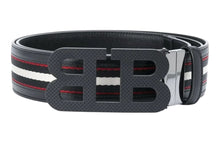 Load image into Gallery viewer, Bally 6232392 Mirror B Reversible Leather Striped/Black Belt EU 120/US 47 MSRP $450
