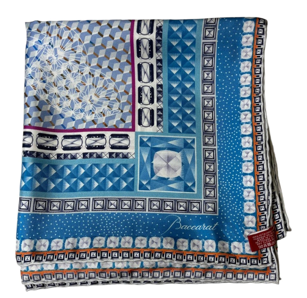 Baccarat 2809895 Ladies Louxor Twillsilk Maxi Tie Light Blue Scarf MSRP $400