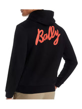 Load image into Gallery viewer, Bally 6303078 Men's Orange Logo Drawstring Hoodie Black Size L MSRP $420
