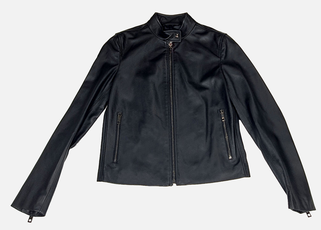 Bally 6230542 Black Lamb Leather Bomber Jacket MSRP $2000