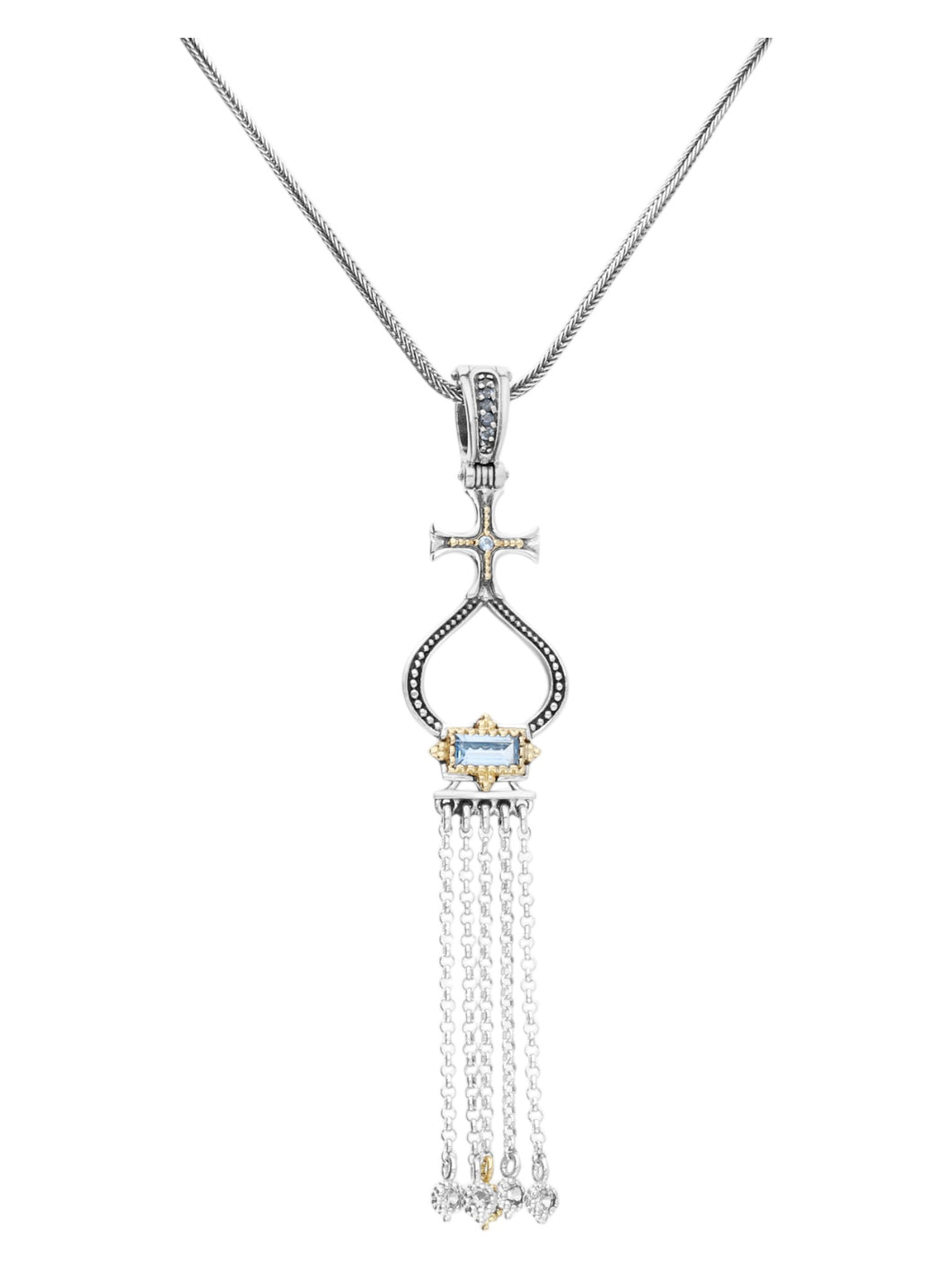 Konstantino Dome Silver 18k Gold & Blue Spinel Pendant & Chain MEKJ735-478 MSRP $860