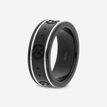 Load image into Gallery viewer, Gucci Icon Thin 18K White Gold &amp; Black Synthetic Corundum Band Ring YBC225985001 MSRP $770
