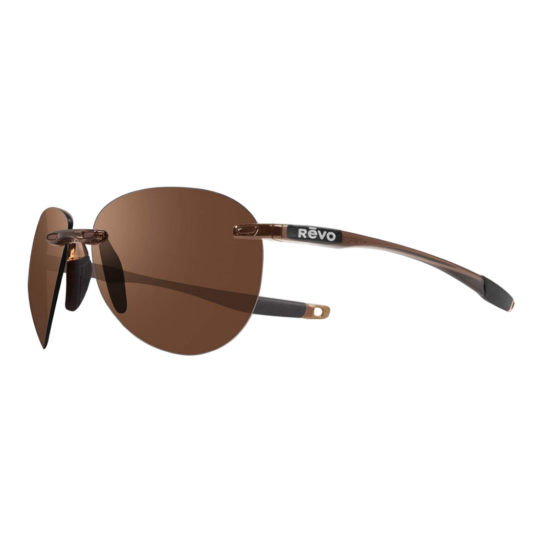 NEW REVO Men's Descend A Crystal Brown Polarized Aviator Sunglasses MSRP $219