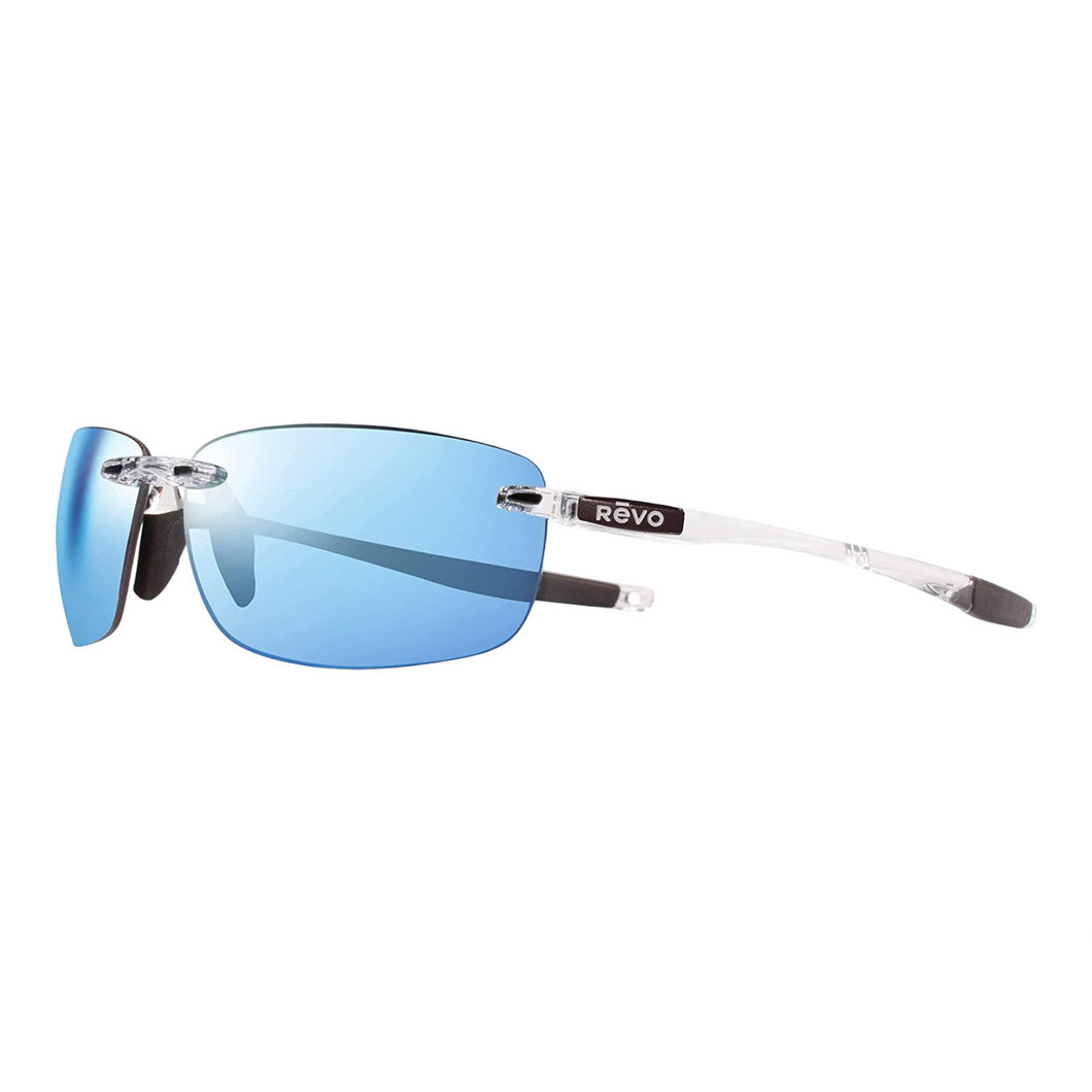 NEW REVO Men's Descend Fold Crystal Blue Polarized Sunglasses MSRP $239