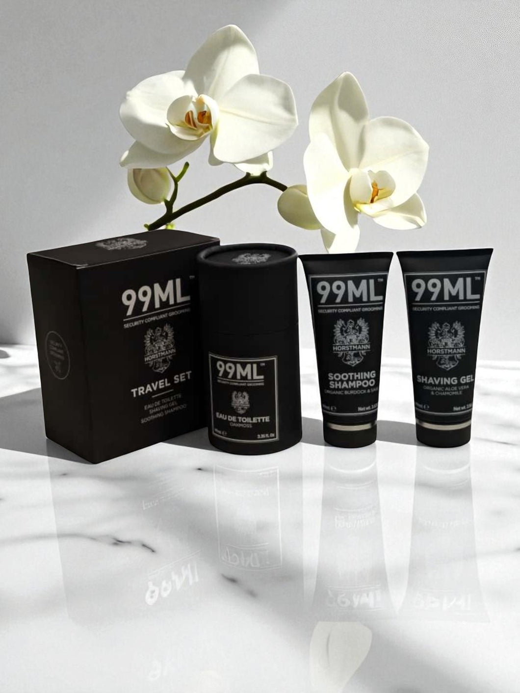 99ml By Horstmann Shampoo, Shaving Gel & Eau de Toilette (Travel Set) For Men MSRP $155