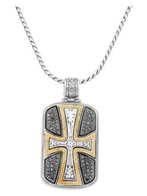 Load image into Gallery viewer, Konstantino Silver, 18K &amp; Diamond Gold Cross Pendant &amp; Chain MEMK5057-110 MSRP $3200
