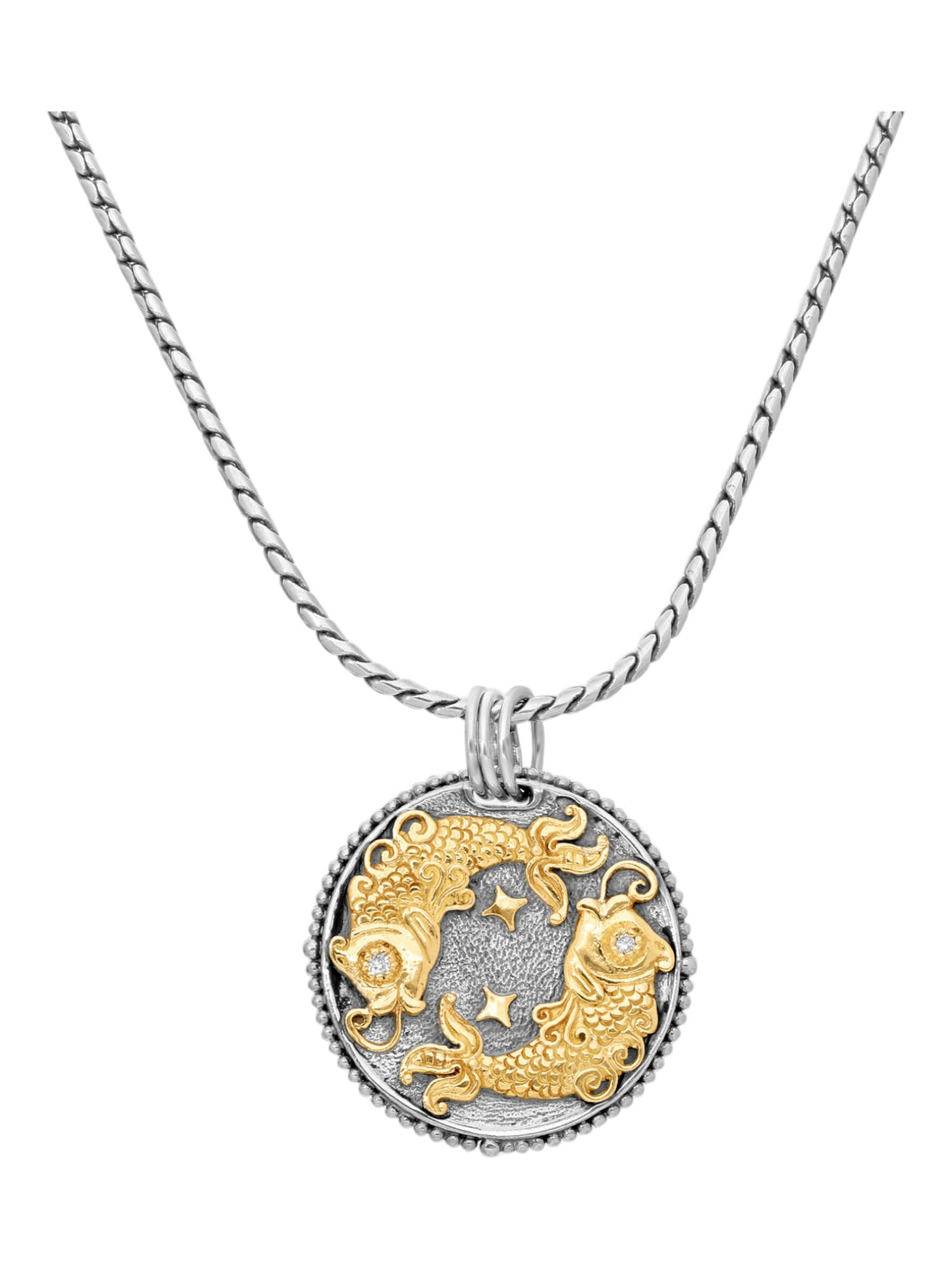 Konstantino Pisces Carved Zodiac Pendant with Diamond and Chain MEKJ626-109 MSRP$1875