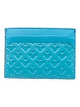 Load image into Gallery viewer, Bally Tigi 6213682 Azure Calf Embossed Leather Card Holder Wallet MSRP $240
