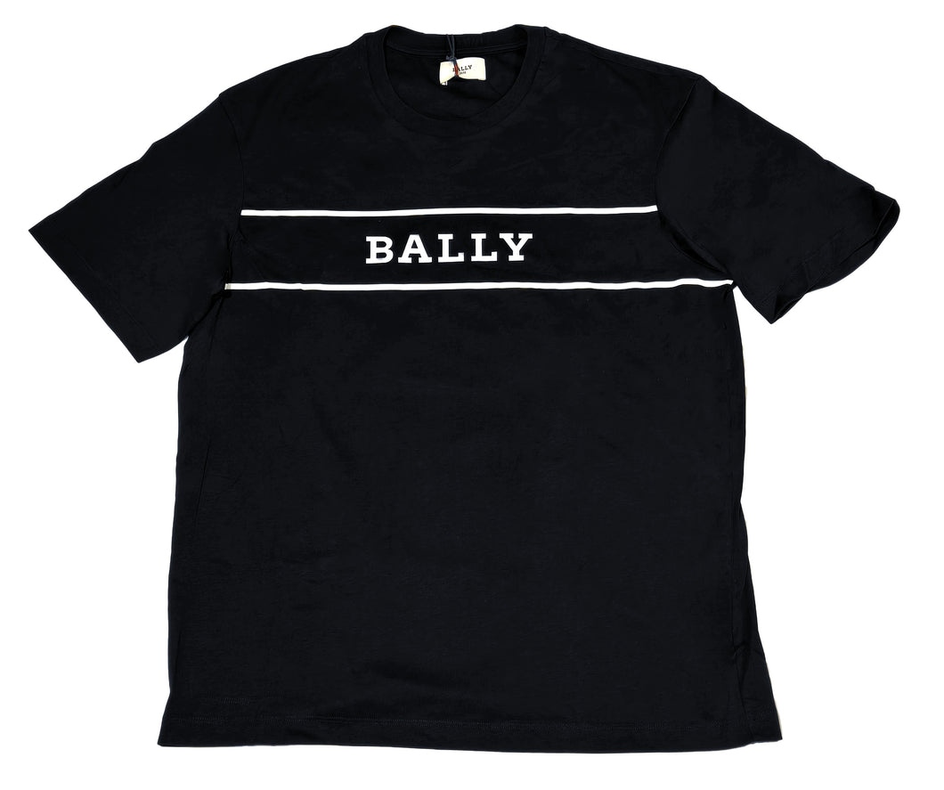 Bally 6234334 Men's Navy Blue Cotton Printed Logo T-Shirt Size Large