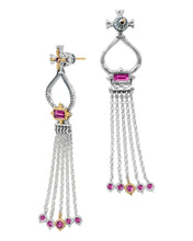 Load image into Gallery viewer, Konstantino Dome Sterling Silver 18K Gold Corundum Tassle Earrings SKKJ705-538 MSRP $1100
