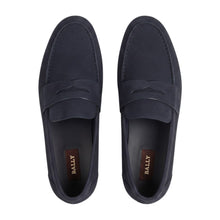 Load image into Gallery viewer, Bally Rayan 6308999 Men's Navy Blue Suede Penny Loafers MSRP $610
