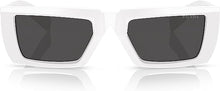 Load image into Gallery viewer, NEW PRADA Unisex PR 24YS 4615S0 White Frame Dark Grey Lens Sunglasses MSRP $475

