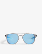 Load image into Gallery viewer, OAKLEY LATCH ALPHA MATTE GUN PRIZM SAPPHIRE POLARIZED SUNGLASSES OO4128-0453
