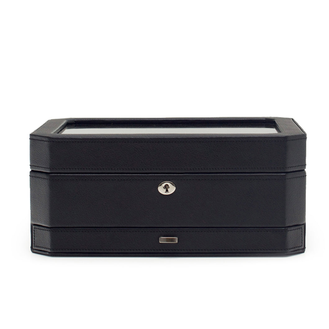 Wolf 4586029 Windsor 10 Piece Watch Box with Drawer in Black & Grey MSRP $369