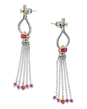 Load image into Gallery viewer, Konstantino Dome Sterling Silver 18K Gold Corundum Tassle Earrings SKKJ705-538 MSRP $1100
