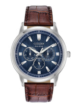 Load image into Gallery viewer, Citizen BU2070-12L Men's Corso Blue Dial Brown Leather 44mm Watch MSRP $395
