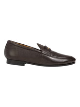 Load image into Gallery viewer, Bally Pesek 6306056 Men's Ebano Deer Grained Leather Loafers MSRP $950
