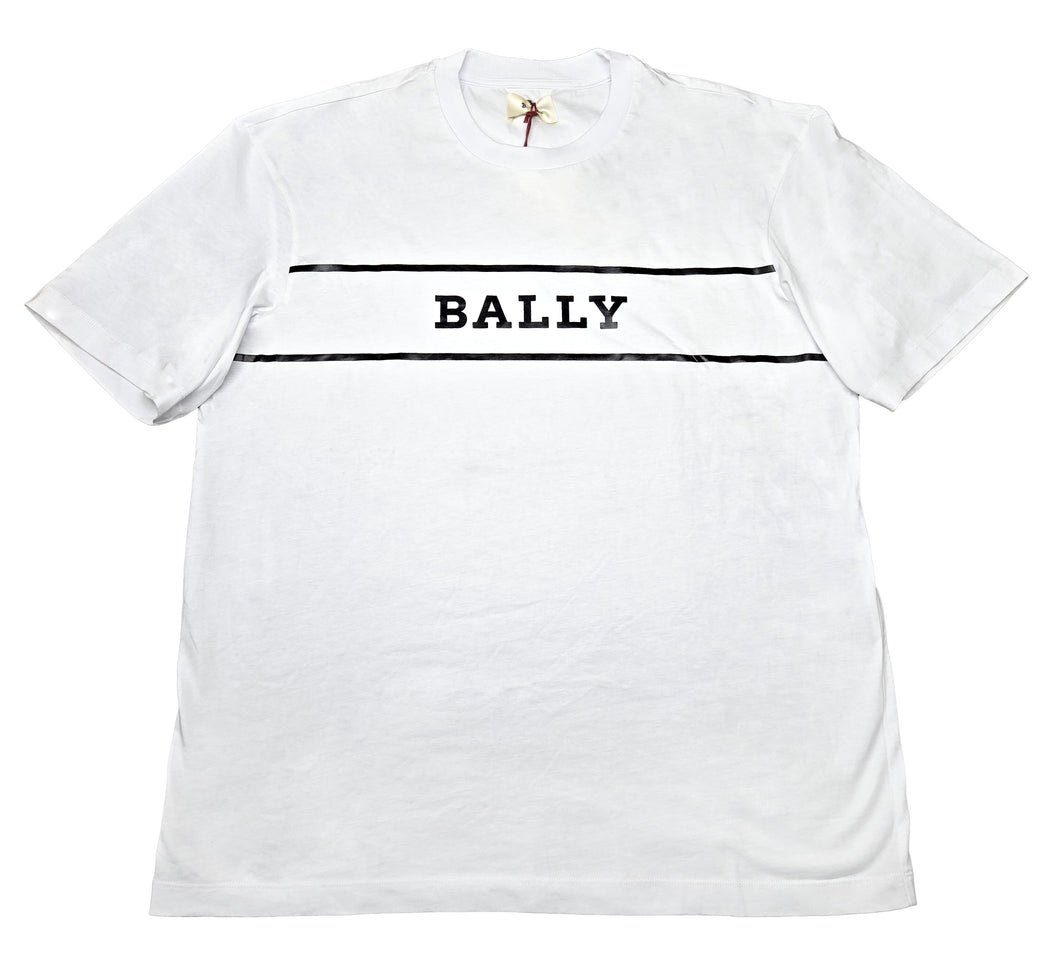 Bally 6234333 Men's White Cotton Printed Logo T-Shirt Size Large