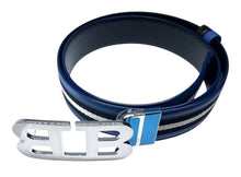 Load image into Gallery viewer, Bally 6303778 Mirror B Reversible Leather Striped/Blue Belt EU 110/US 44 MSRP $450
