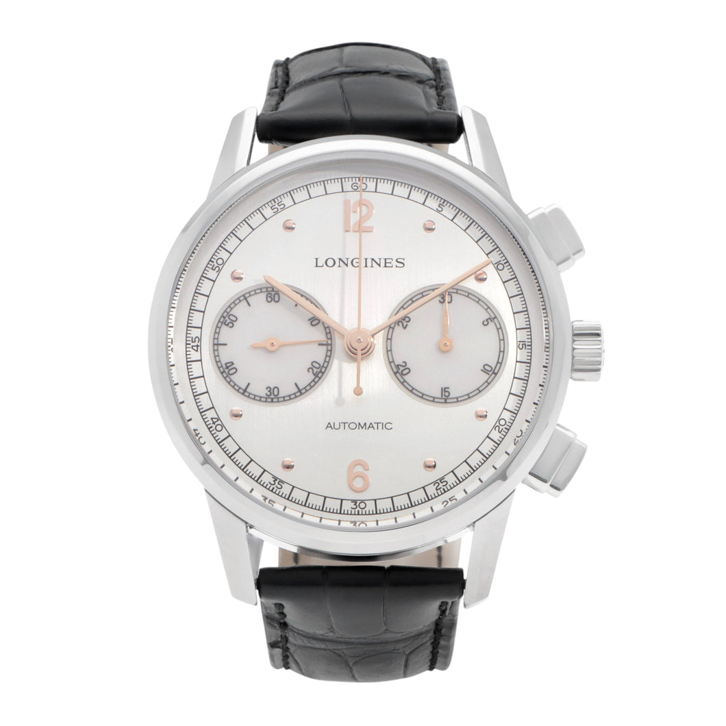 Longines L28144760 Men's Automatic Heritage Chronograph 1940 Silver Dial 41 mm MSRP $3200