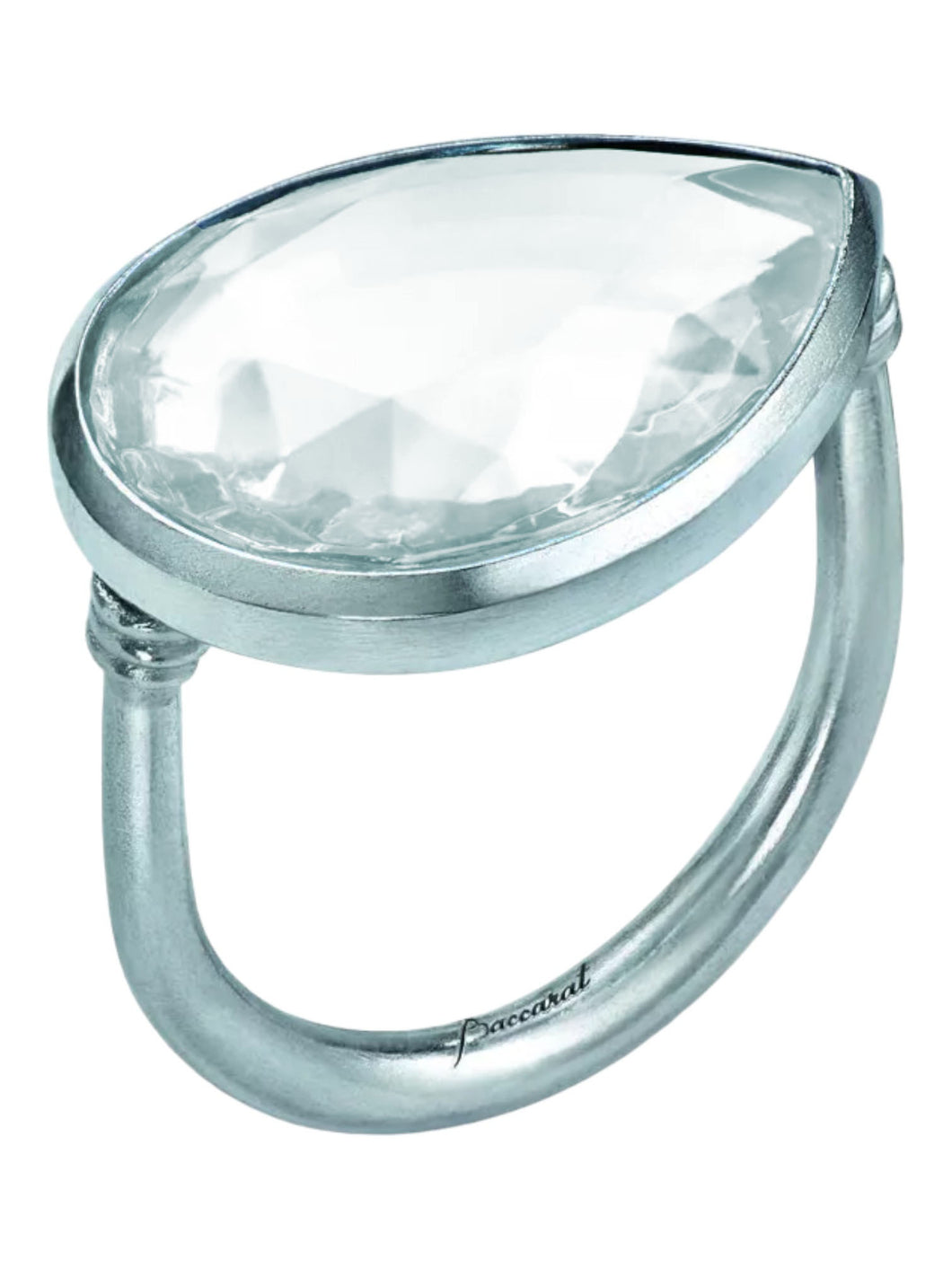 Baccarat 2811999 Marie-Hélène de Taillac Clear Crystal Silver Pear Ring Size 5.75 MSRP $530