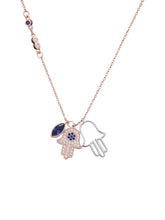 Load image into Gallery viewer, Swarovski Symbolic Duo Hamsa Hand 5411125 Rose Gold Tone Plated Pendant Necklace
