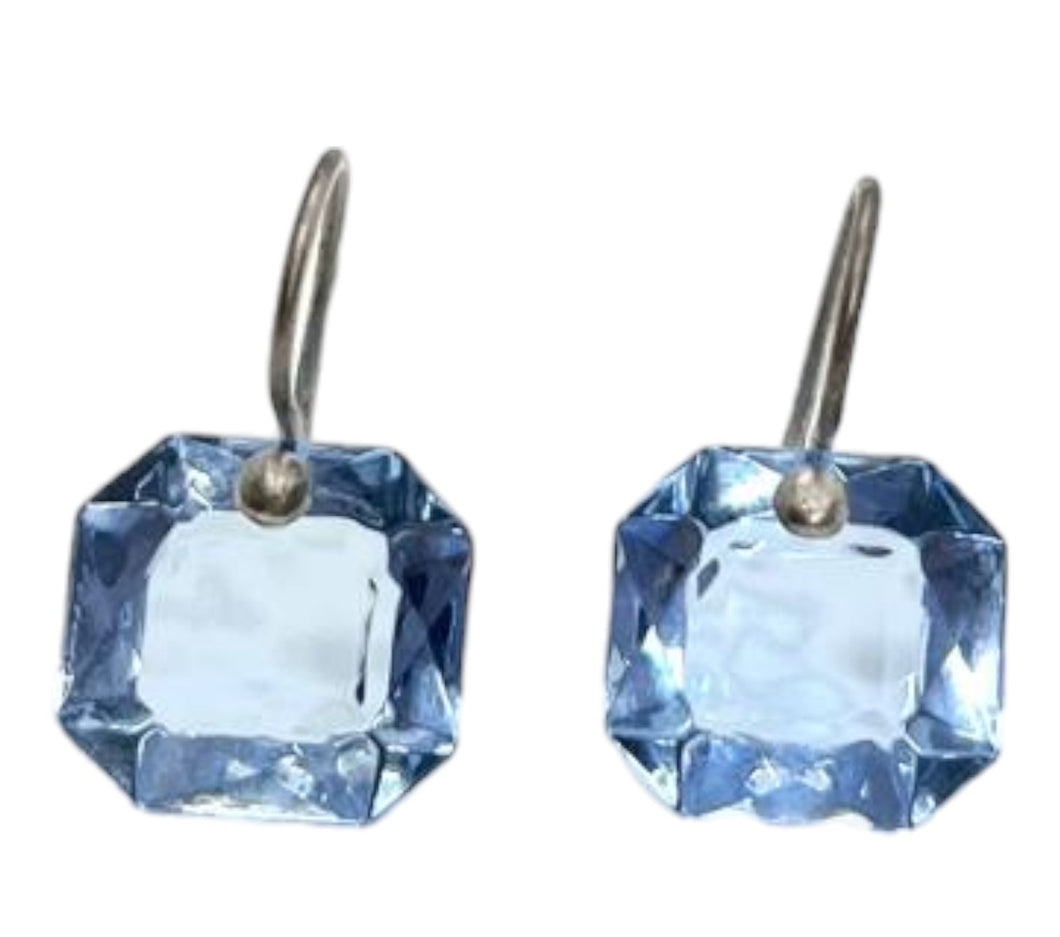 Baccarat 2810725 Marie-Hélène de Taillac Blue Crystal Silver Earrings MSRP $480