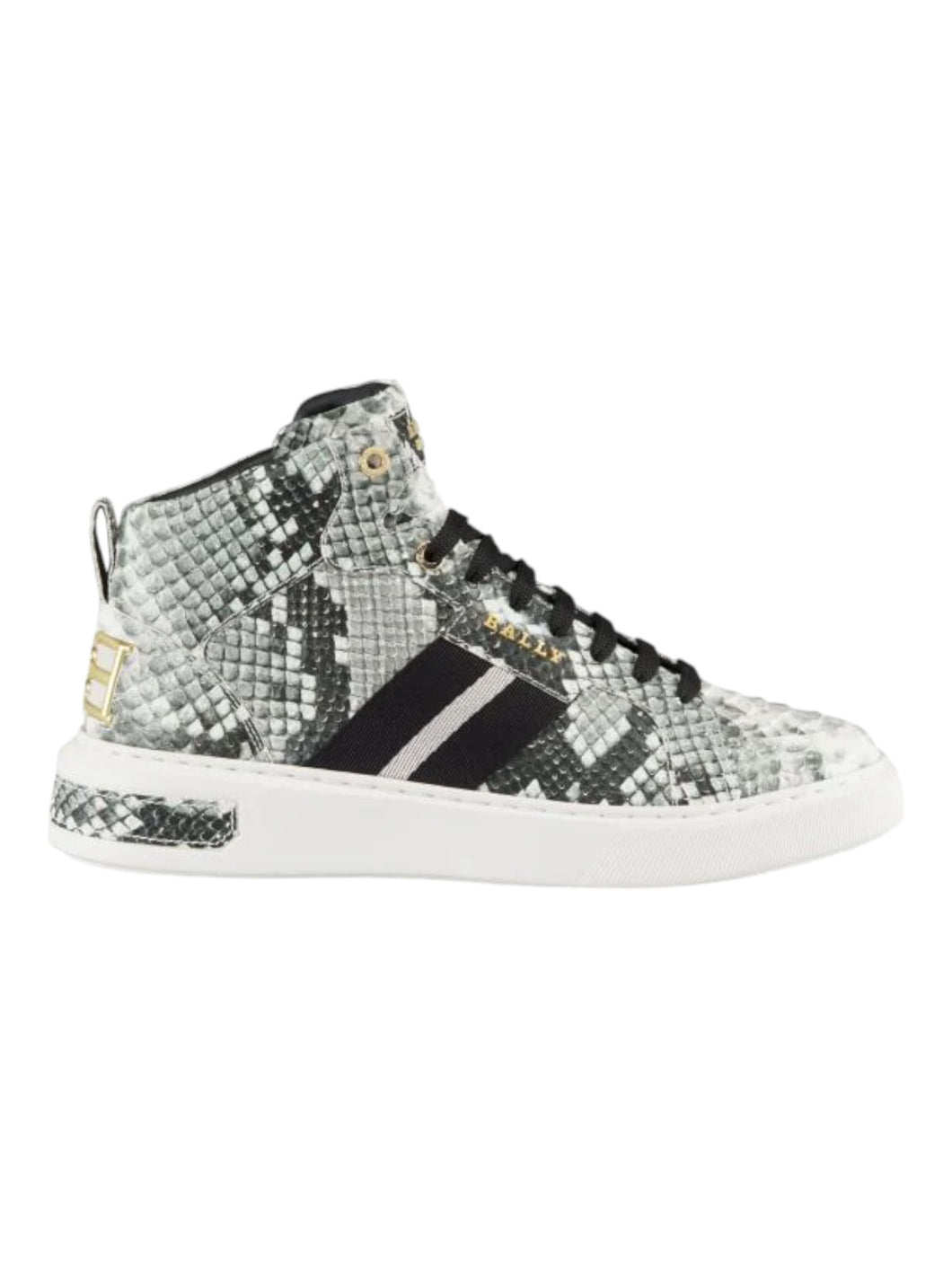 Bally Meson 6301300 Men's White Snakeskin Embossed High Top Sneaker MSRP $720