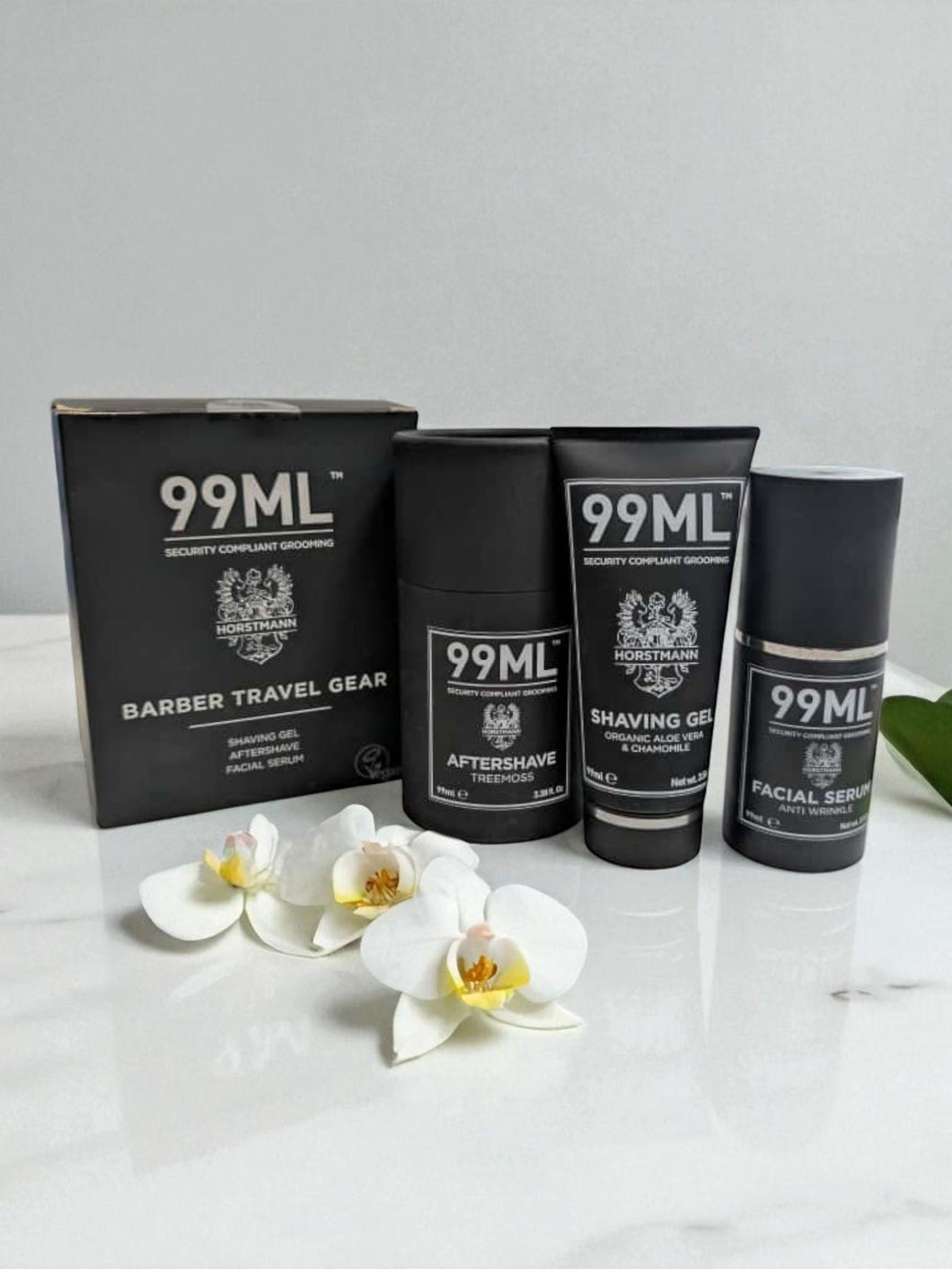 99ml By Horstmann Shaving Gel, Aftershave & Facial Serum (Barber Travel Gear) For Men MSRP $225