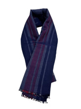 Load image into Gallery viewer, Bally 6233603 Men&#39;s Navy Blue Silk &amp; Wool Embroidered Scarf MSRP $260
