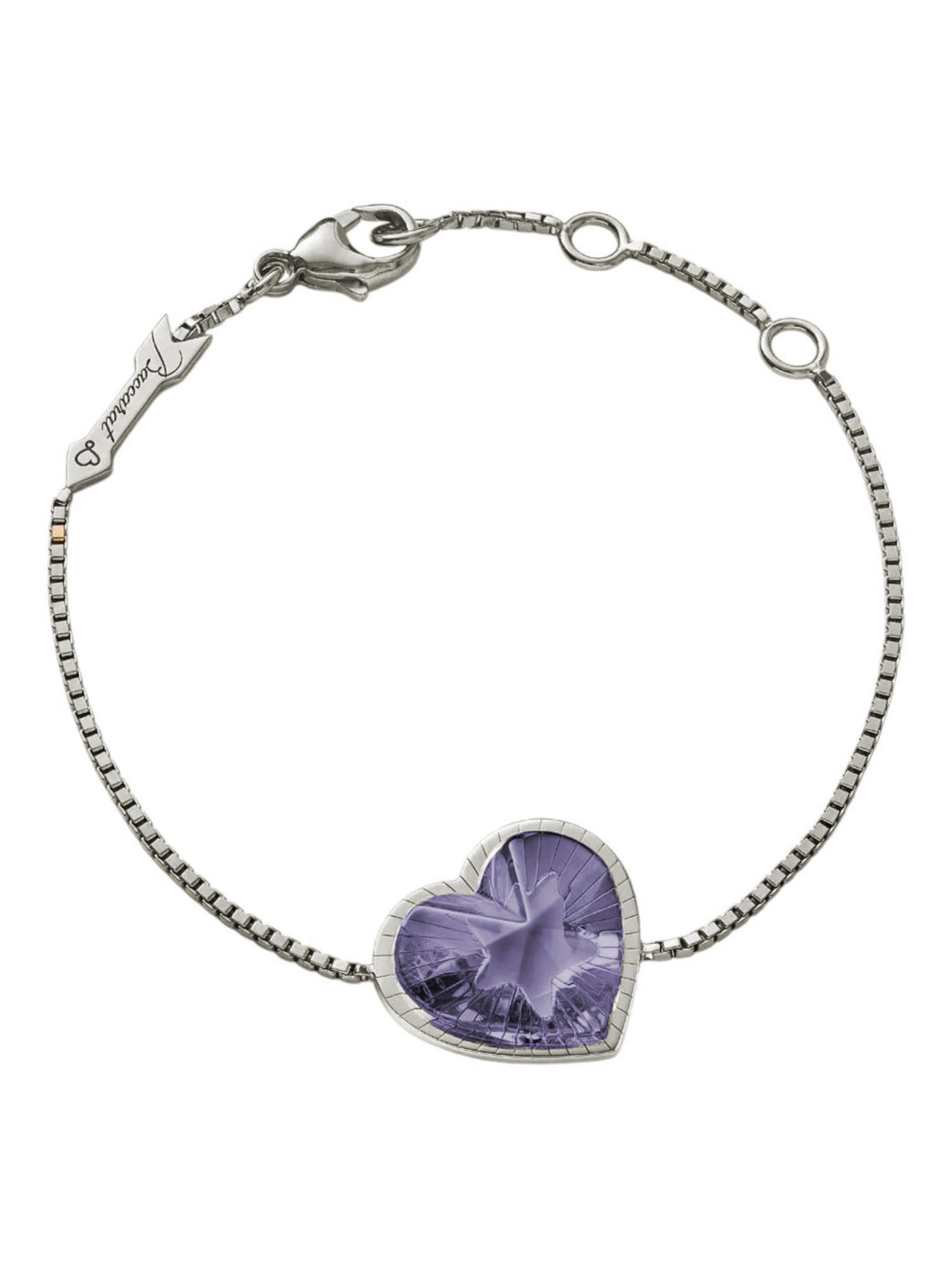 Baccarat 2812865 Etoile de Mon Coeur Purple Crystal Heart Bracelet MSRP $410