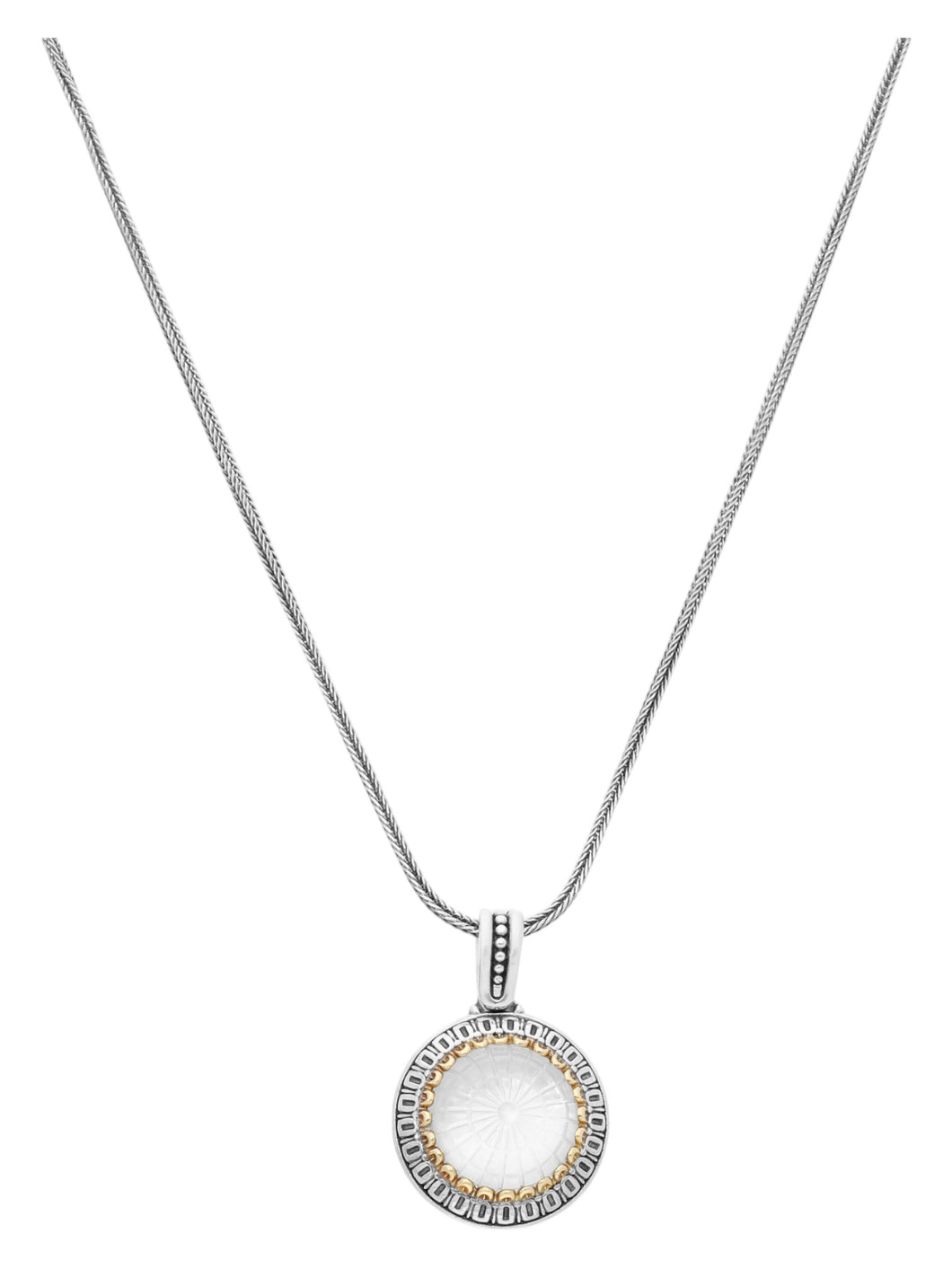 Konstantino Dome Silver 18k Gold MOP Pendant with Chain MEKJ732-313 MSRP $830