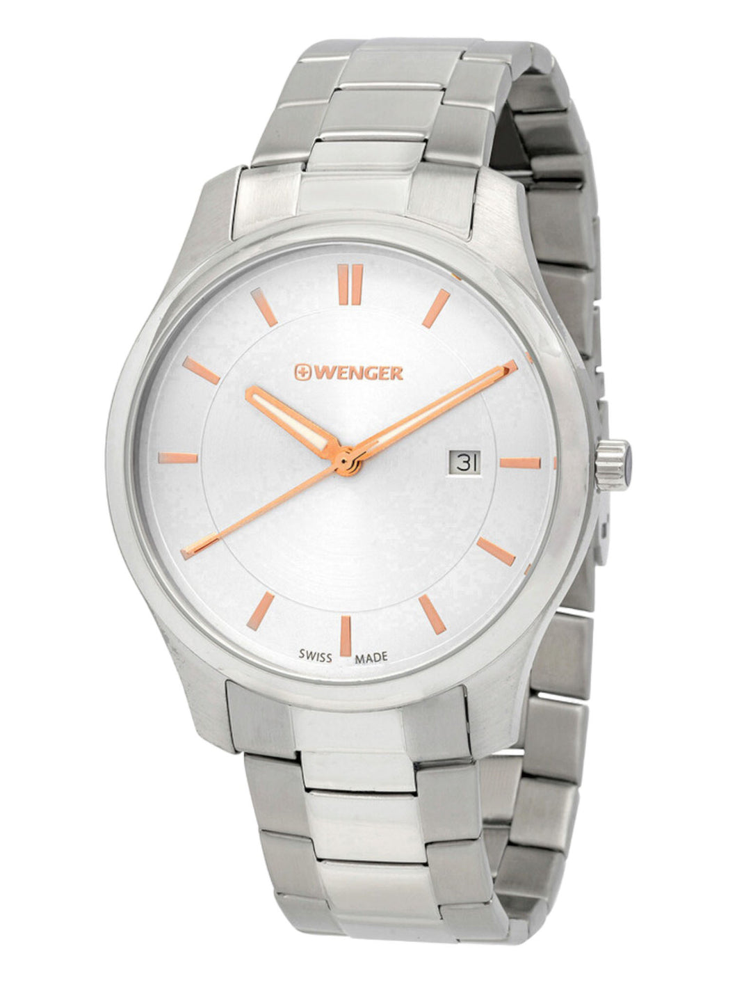 Wenger Swiss Army Men's 01.1441.105 City Classic Silver Dial Watch 43mm MSRP$150