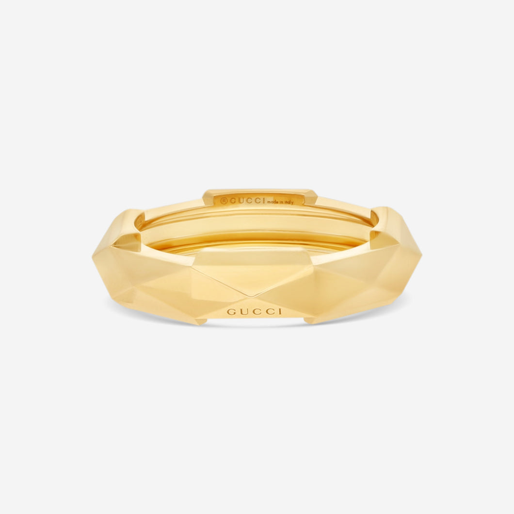 GUCCI Link to Love Studded 18kt Yellow Gold Ring YBC662188001 MSRP $2050