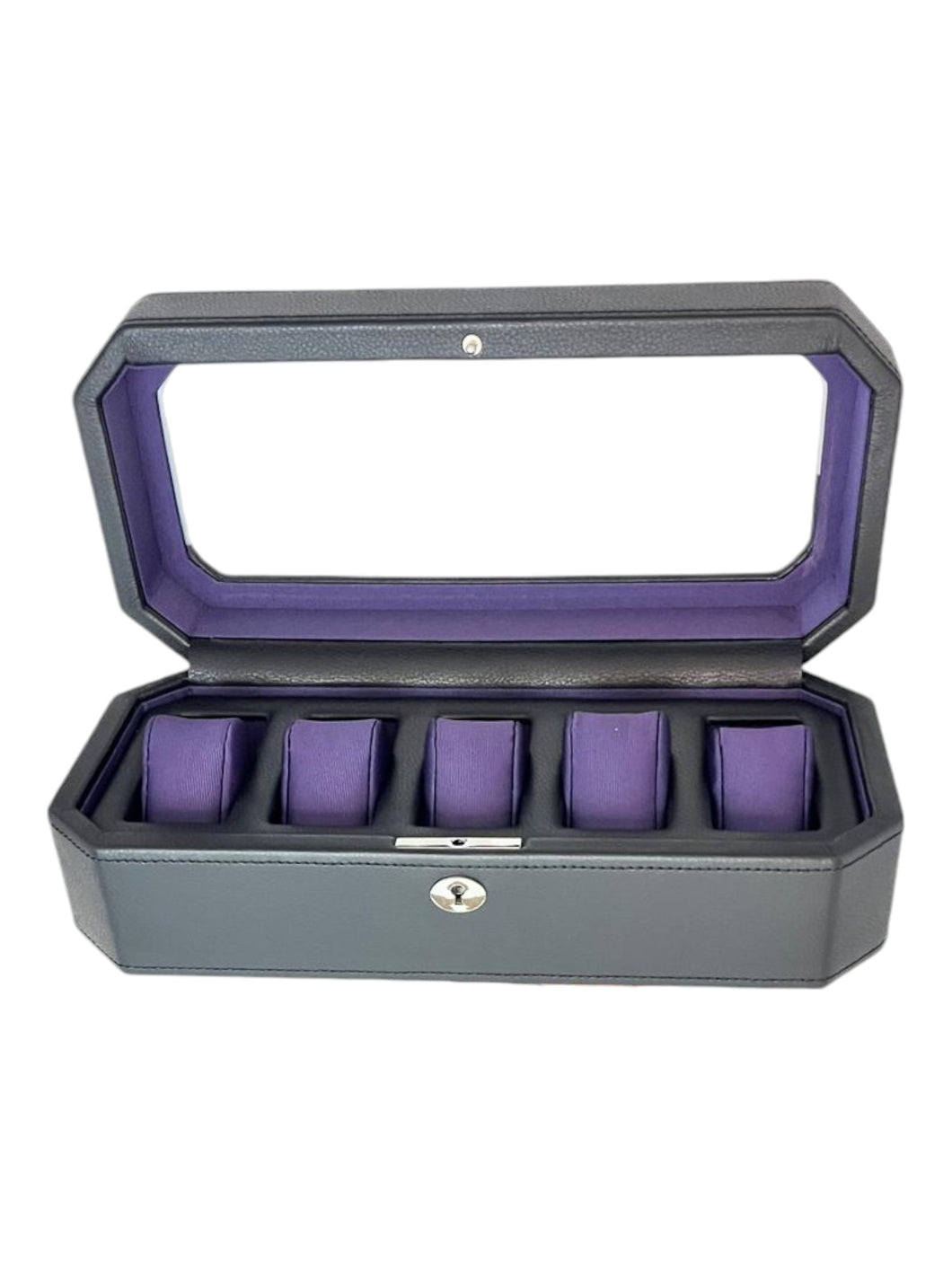 Wolf 458303 Windsor 5 Piece Watch Box in Black & Purple MSRP $215