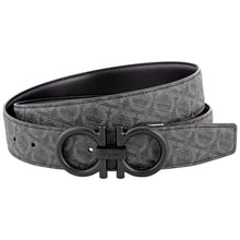 Load image into Gallery viewer, Salvatore Ferragamo Men's Double Gancini 717807 Black/Grey Size 105 MSRP $695
