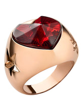 Load image into Gallery viewer, Baccarat 2813101 Red Crystal Etoile de Mon Coeur Heart And Star Statement Ring Size 6.25 MSRP $480
