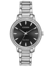 Load image into Gallery viewer, Citizen FE7040-53E Silhouette Crystal Ladies Black Dial 36mm Watch MSRP $395
