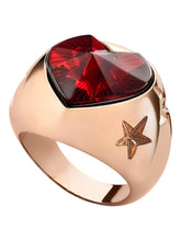 Load image into Gallery viewer, Baccarat 2813101 Red Crystal Etoile de Mon Coeur Heart And Star Statement Ring Size 6.25 MSRP $480
