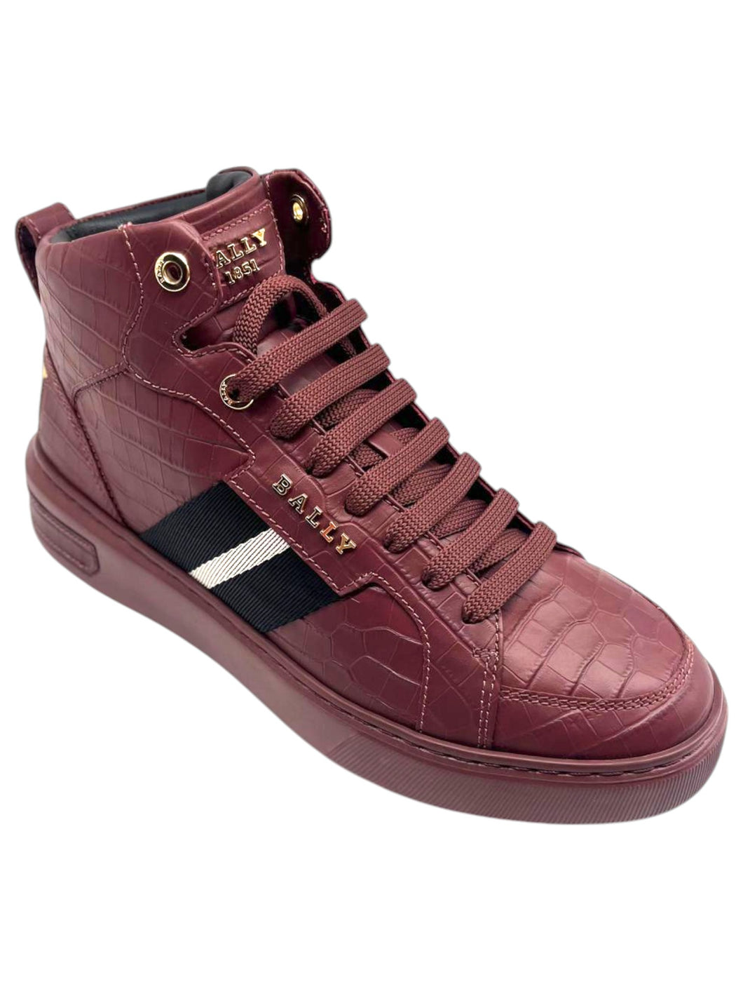 Bally Meson 6300463 Men's Heritage Red Calf Embossed Leather Sneakers MSRP $720
