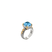 Load image into Gallery viewer, Konstantino Delos 2 Sterling Silver 18k Gold &amp; SB Topaz Ring DMK2150-524-CAB S6
