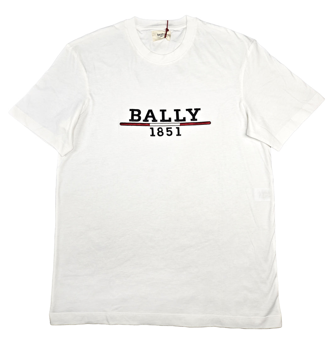Bally 6238521 Men's White100% Cotton Embroidered Logo T-Shirt Size X Small
