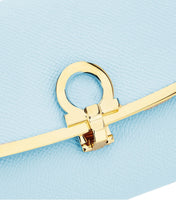 Load image into Gallery viewer, Salvatore Ferragamo Gancini Women's 683304 Pale Blue Continental Wallet MSRP $795
