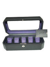 Load image into Gallery viewer, Wolf 458303 Windsor 5 Piece Watch Box in Black &amp; Purple MSRP $215
