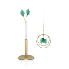 Load image into Gallery viewer, Swarovski Garden Tales Holly Leaves Set 5597136 Gold-Tone Metal Glass &amp; Crystal
